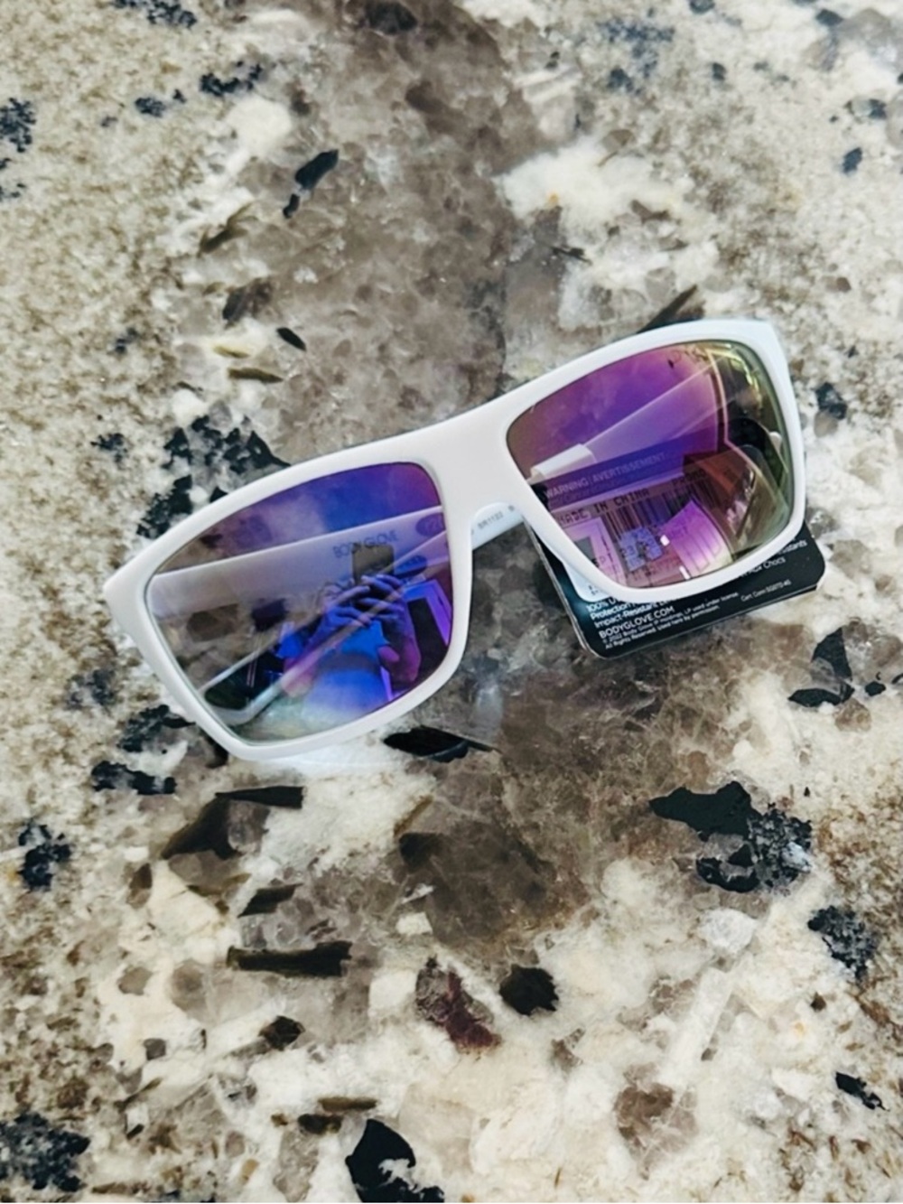 Body Glove Stoked White Men's Frame Sunglasses with Blue Mirror Lenses unisex